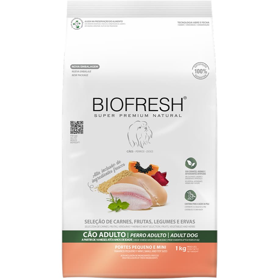 Ração Biofresh 1Kg Cães Adultos Raças Pequenas Mix de Carnes