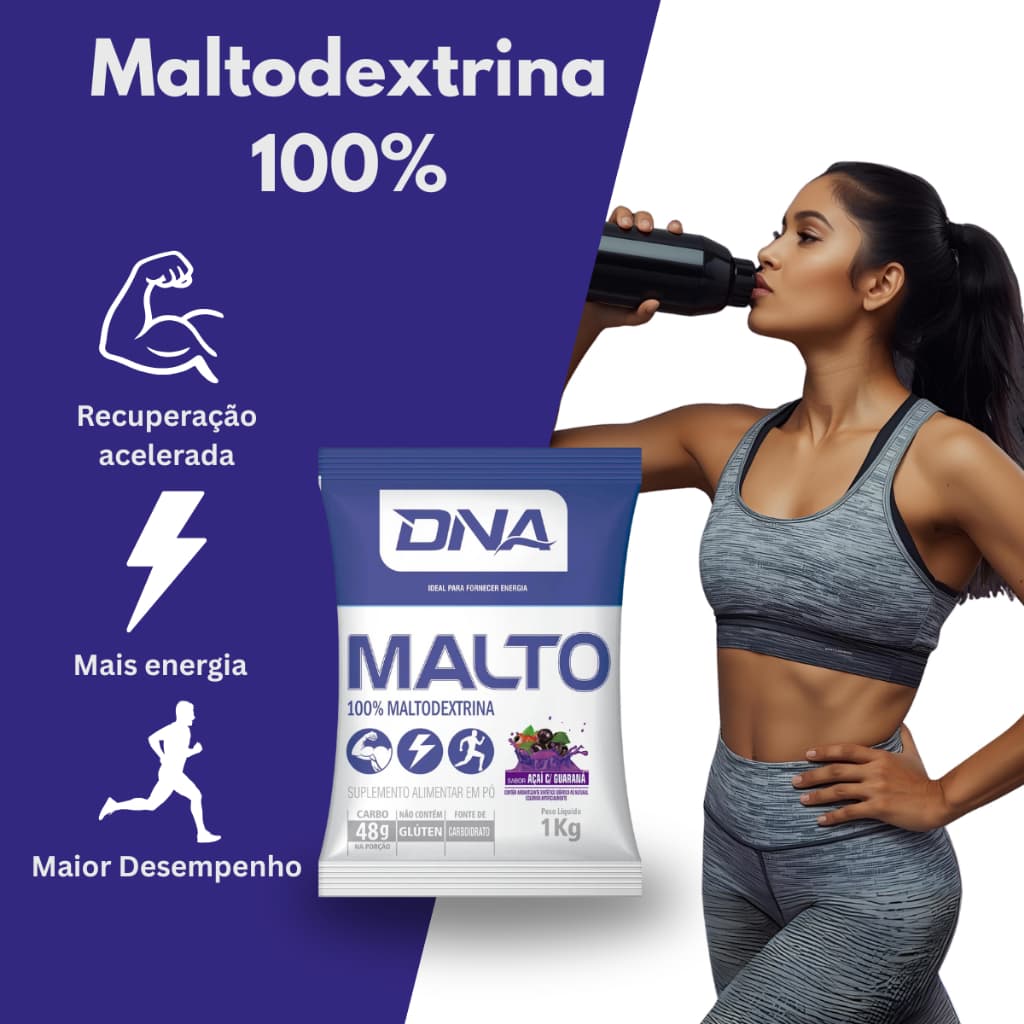 Malto Dextrina Rápida Absorção Pré Treino 1kg Sabor Açaí com guaraná - Dna Suplementos