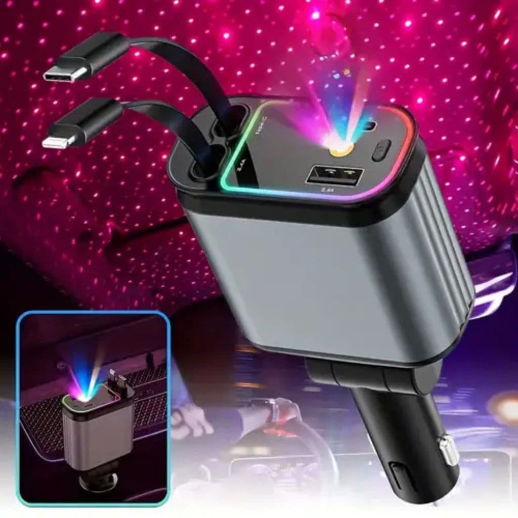 Carregador Veicular 120W Carregamento Rápido com LED 4 em 1carregador automotivo Androids iOS-XHLSTORE