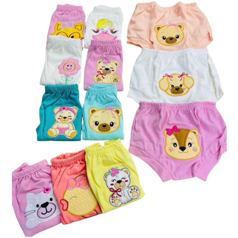 Kit 3 Tapa Fralda Calcinha e Cueca Infantil Recem Nascido Bebe