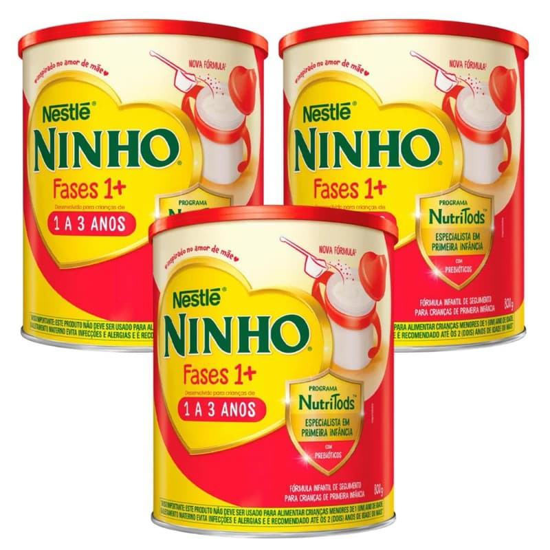 KIT 3X LATAS GRANDE 800G LEITE NINHO FÓRMULA INFANTIL