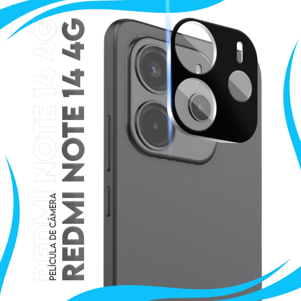 Película Protetora Lente Traseira Vidro Temperado 3D De Câmera Compatível para Xiaomi Redmi Note 14 4g tela 6.67 pol