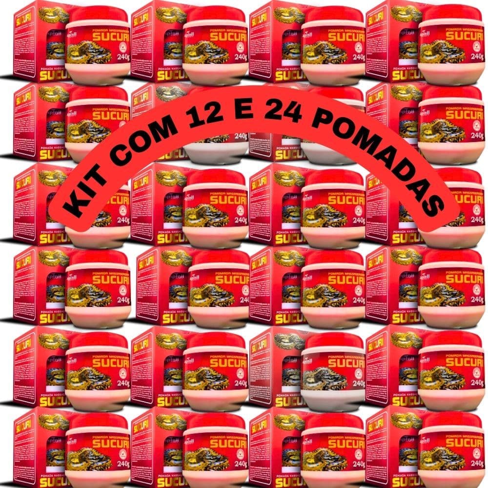 Kit Pomada Sucuri Apinil 240G 12 Pomadas e com 24 Unidades Alívio Muscular e Articular Gel Massagem