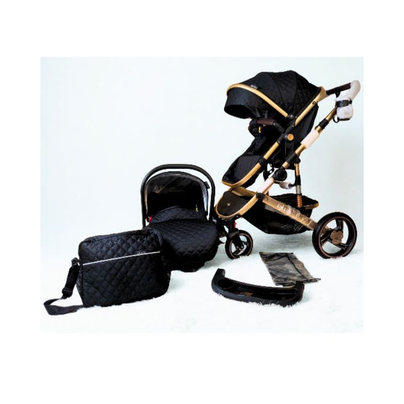 Kit de carrinho de bebê Luxo com amortecedores com bebê conforto acoplável Bolsa rodas grandes, 35kg