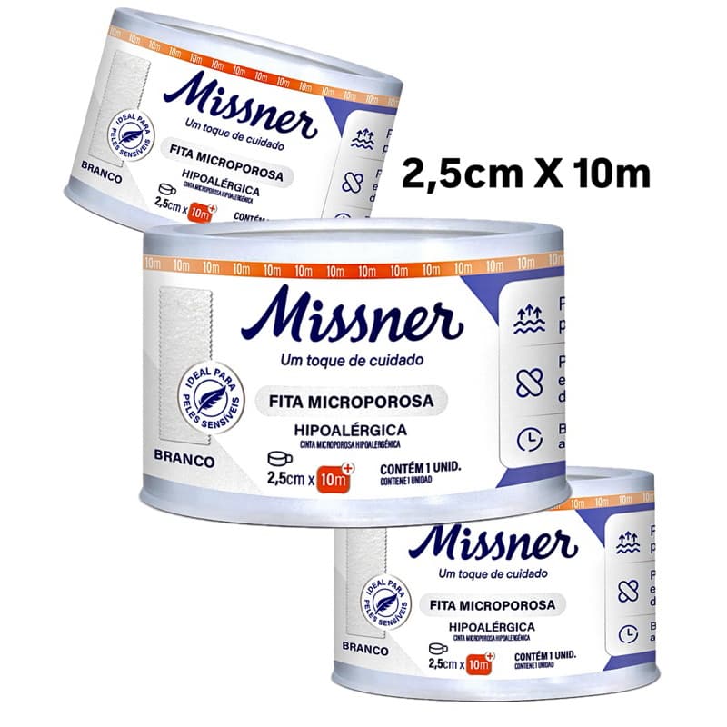 Micropore 2,5cm X 10m - Kit Com 6 / 12 / 18 Unidades - Branco