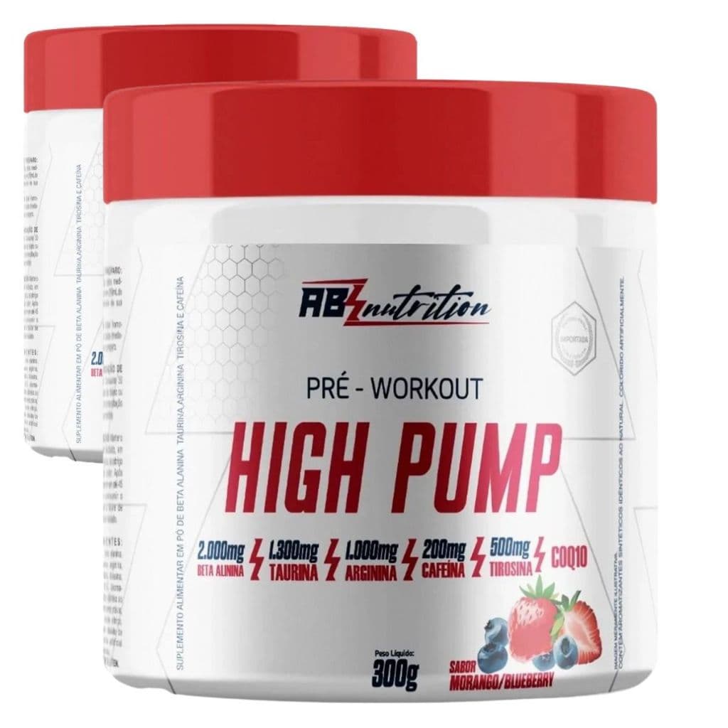 Kit 2 Pré Treino High Pump Abs Nutrition Suplemento 300g Alto Rendimento Perfomance Metabolismo