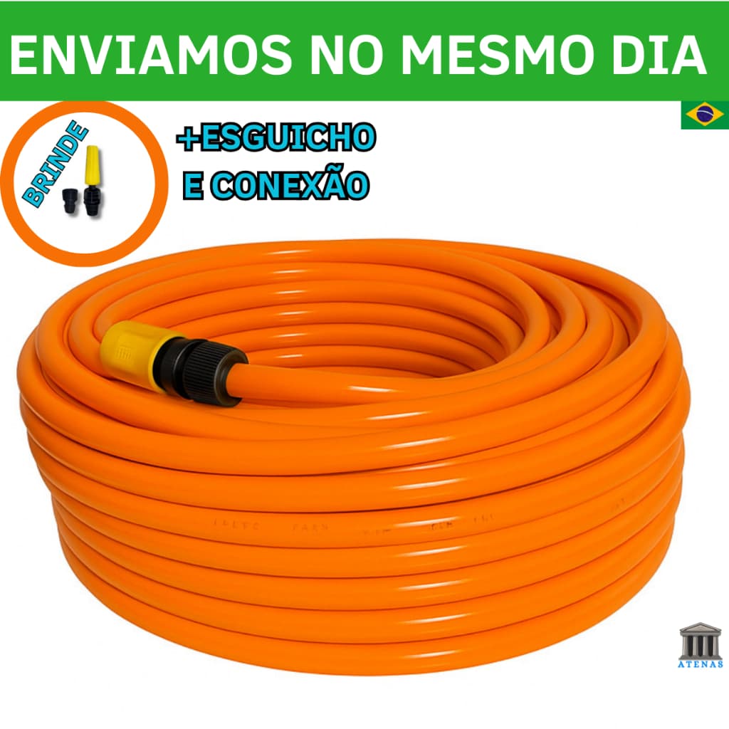 Mangueira de Jardim Siliconada Kit Completo Metros Laranja Resistente