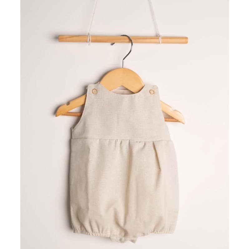Romper Bebê Jardineira em Linho Body Bebê Menina Menino Infantil Verão Roupa Menina Fotos Mesversário Recém-Nascido
