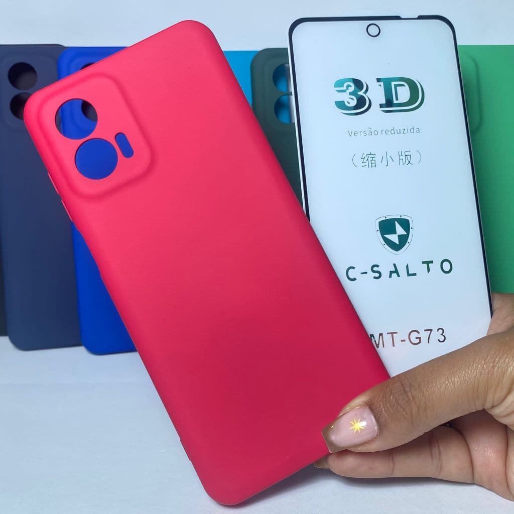 CAPA G73 + Película 3D Kit Motorola Capinha Case Protetora Celular Silicone