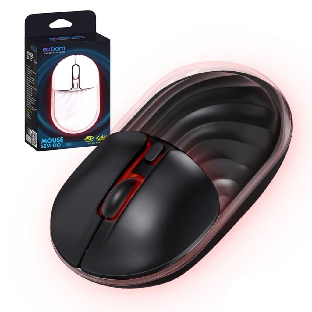Mouse Sem Fio Recarregável Dual Modo Wireless 2.4 + Bluetooth MS-S22T EXBOM