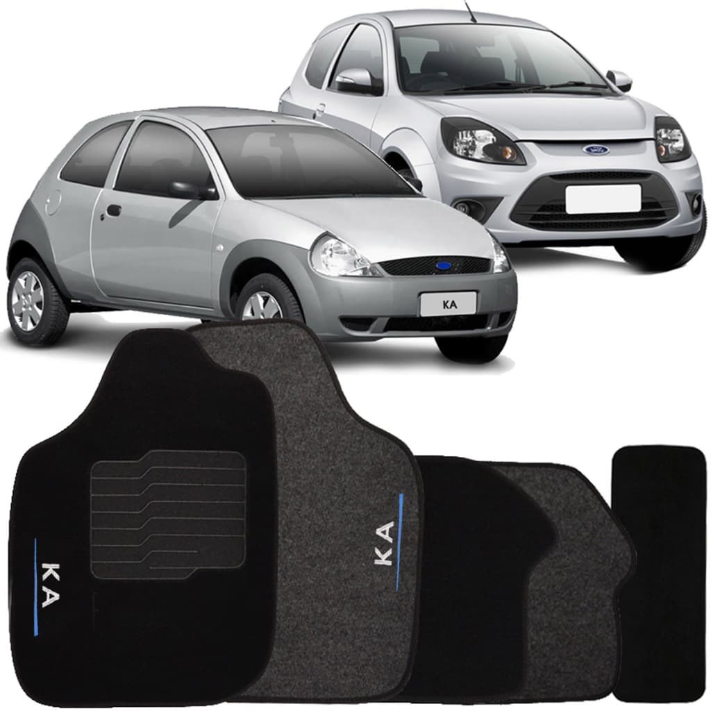 Jogo de Tapete Automotivo Carpete Ford Ka 1996 à 2013 Soft Logo Bordado 5 Peças
