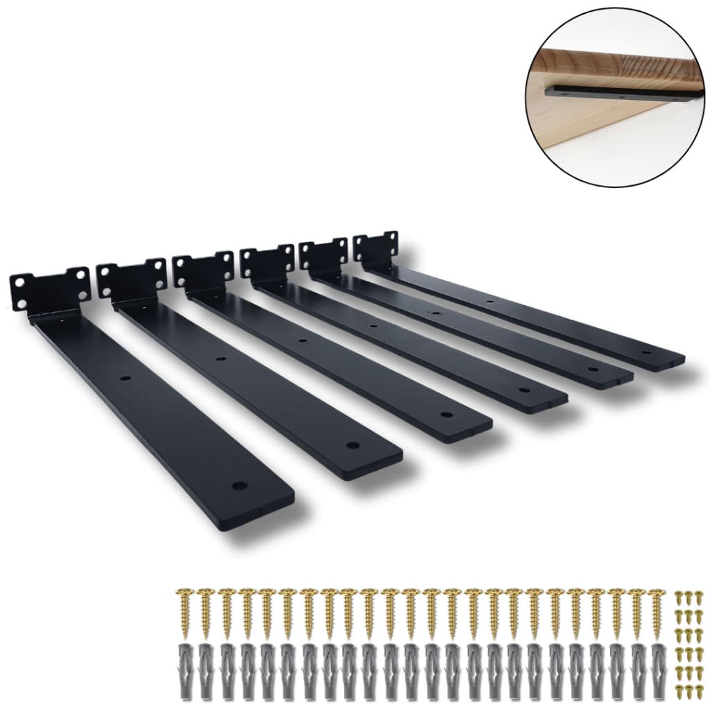 Kit 6 Suportes De Parede Mão Francesa 35cm Para Prateleira Aço Resistente Moderno Formato Invisível