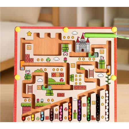 Labirinto Magnético Quebra-Cabeças Casa Cogumelo + Números/Cores -Educativo para Crianças