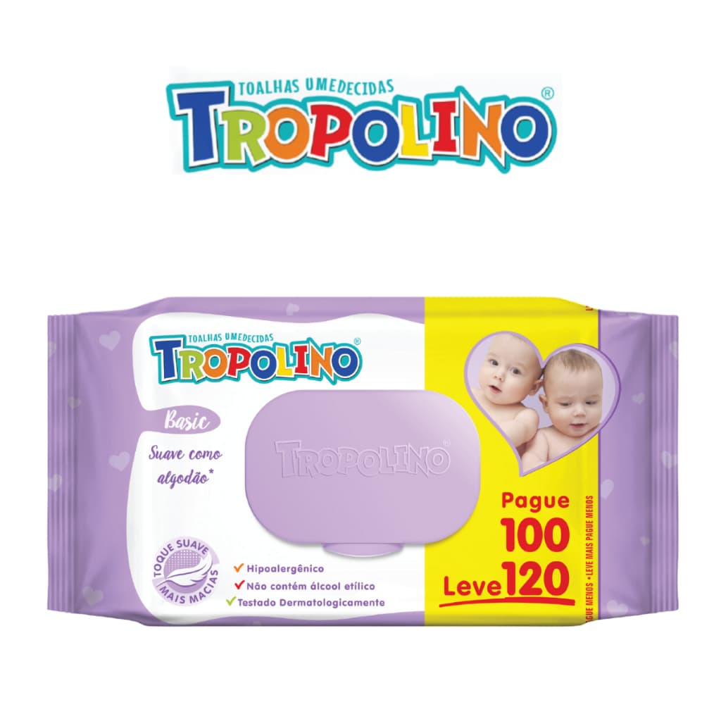 Lenço Toalha Umedecido Bebê Tropolino Basic  Cuidado do Bebê ENVIO IMEDIATO