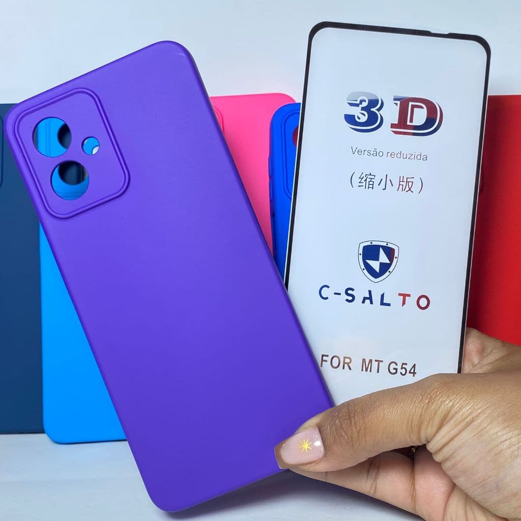 CAPA G54 + Película 3D Kit Motorola Capinha Case Protetora Celular Silicone