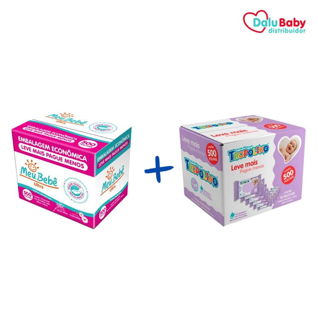 Kit Misto Lenço Umedecido Tropolino/meu Bebe Ultra - 1000fls