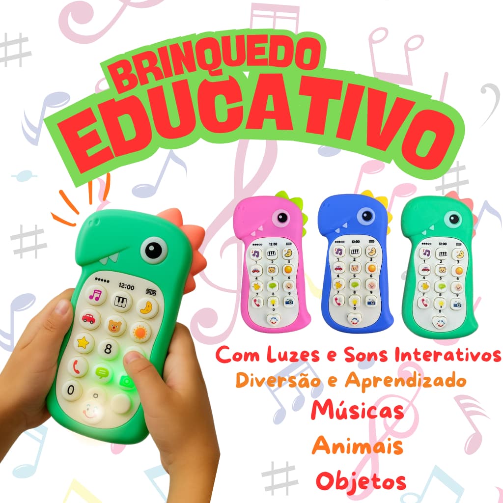 Telefone Infantil De Brinquedo Para Bebês Educativo Música Dormir Mordedor Crianças Simulação