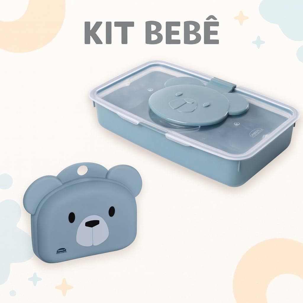 Kit 2 Peças Porta toalhas umedecida + Porta Sabonete Infantil Com Tampa Bebe Criança