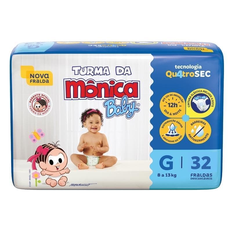 Fralda descartável Turma da Mônica Econômica Tamanho G 32 fraldas