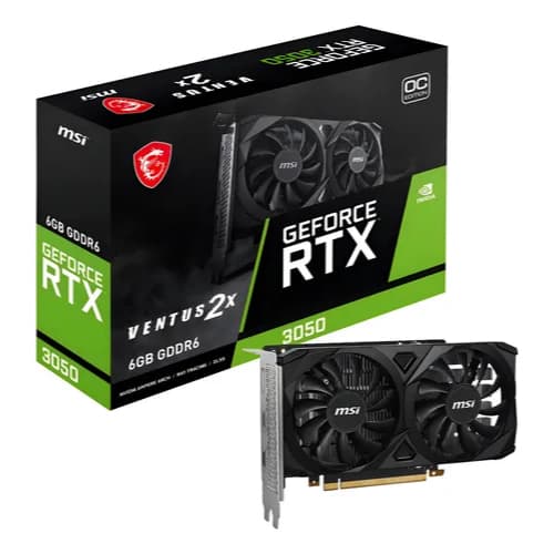 Placa de Vídeo MSI GeForce RTX 3050 Ventus 2X OC 6GB GDDR6 – Desempenho para Jogos em Full HD