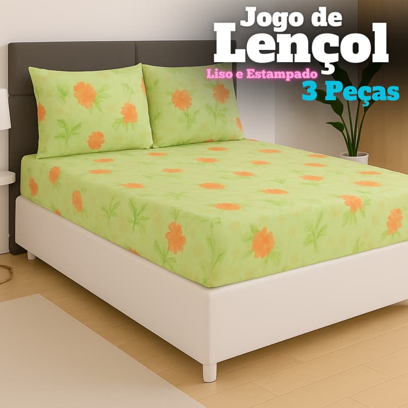 Lençol Casal 3 Peças Liso Estampado Jogo De Cama 100% Roupa De Cama Moderno SORTIDO