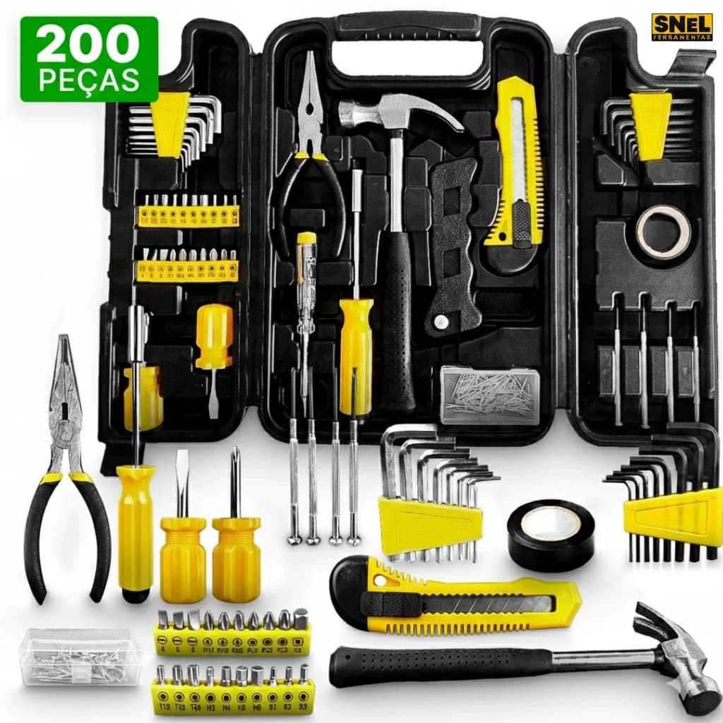 Kit Jogo De Ferramentas Completo 12/41/200 Pcs C/Soquetes Chaves Maleta