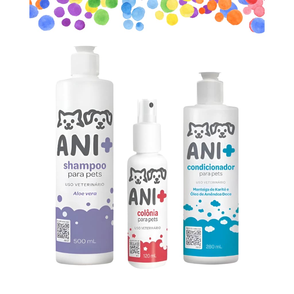 Kit com 2 ou 3 ítens - Shampoo, Condicionador, Colônia para Pets Ani + ( Pet Society )