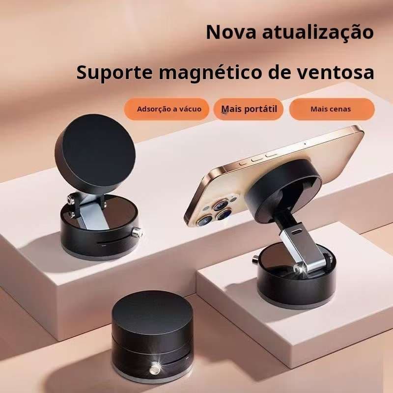Suporte Magnético 360° para Celular no Carro, Dobrável, Vácuo Ajustável, Universal, Mesa