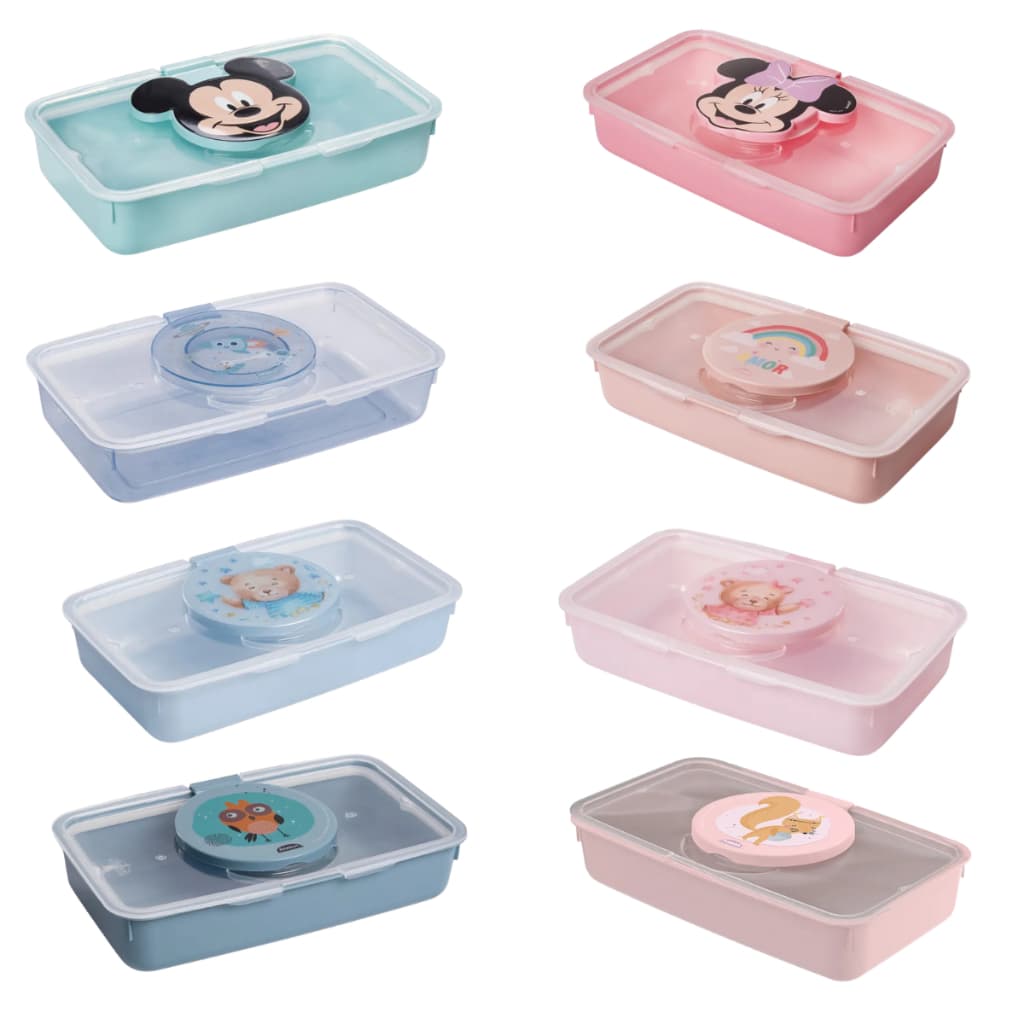 Porta Lenço Umedecido para Bebê Viagem Passeio Maternidade Recipiente para Lenço Bebê Personagens Plasútil