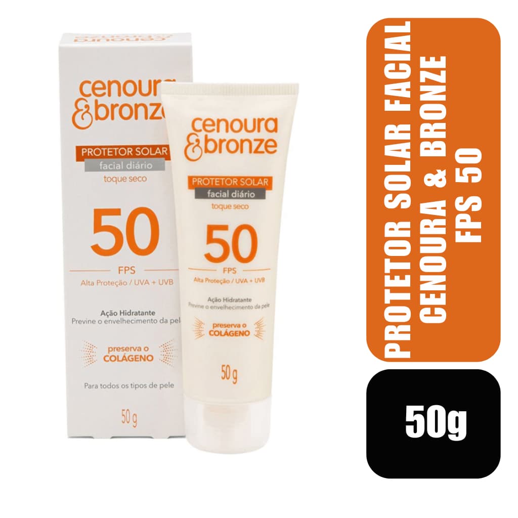 Protetor Solar Facial Cenoura & Bronze FPS 50 50g