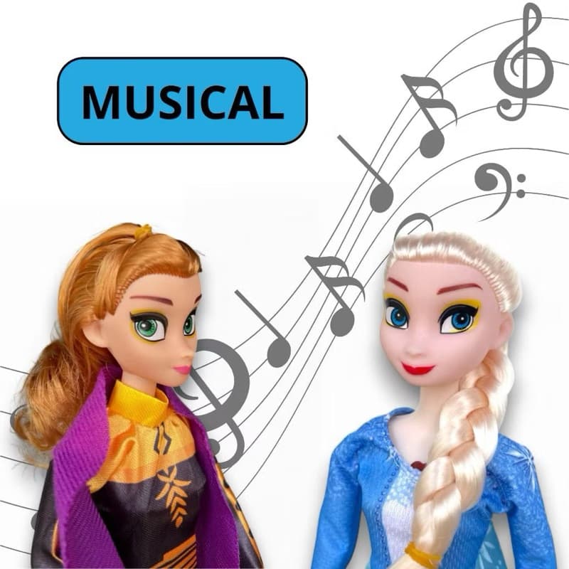 Boneca Elsa e Frozen Articuladas Musical + Acessorios