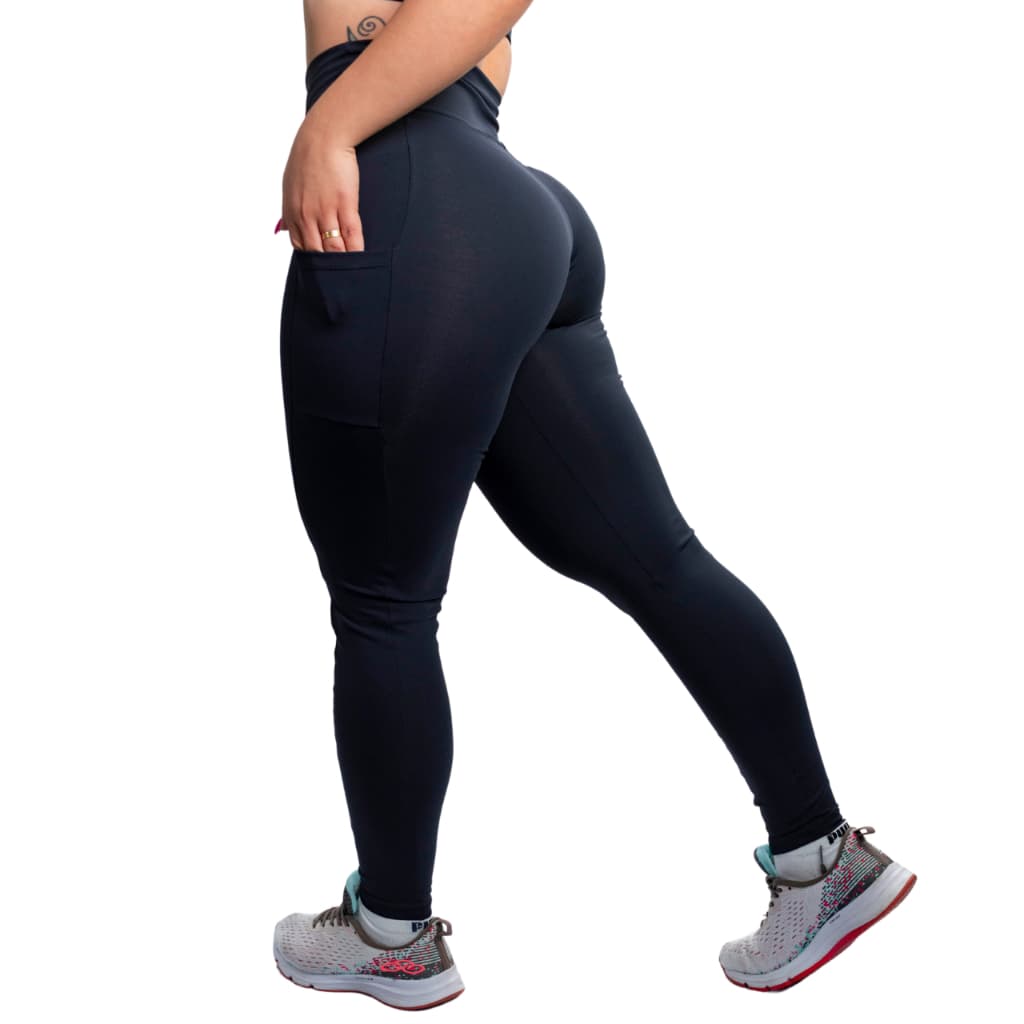 Calça Legging C/ Bolso Cós Alto Grosso Feminina Academia Fitness