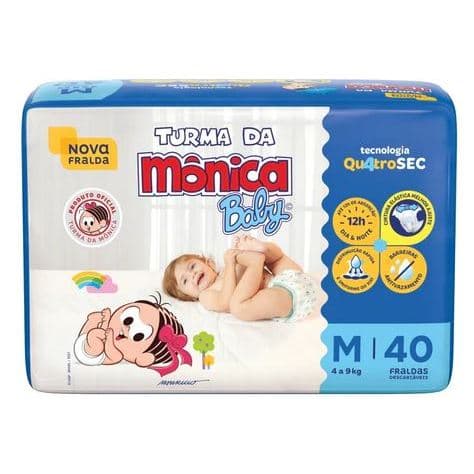 Fralda descartável Turma da Mônica Econômica Tamanho M 40 fraldas