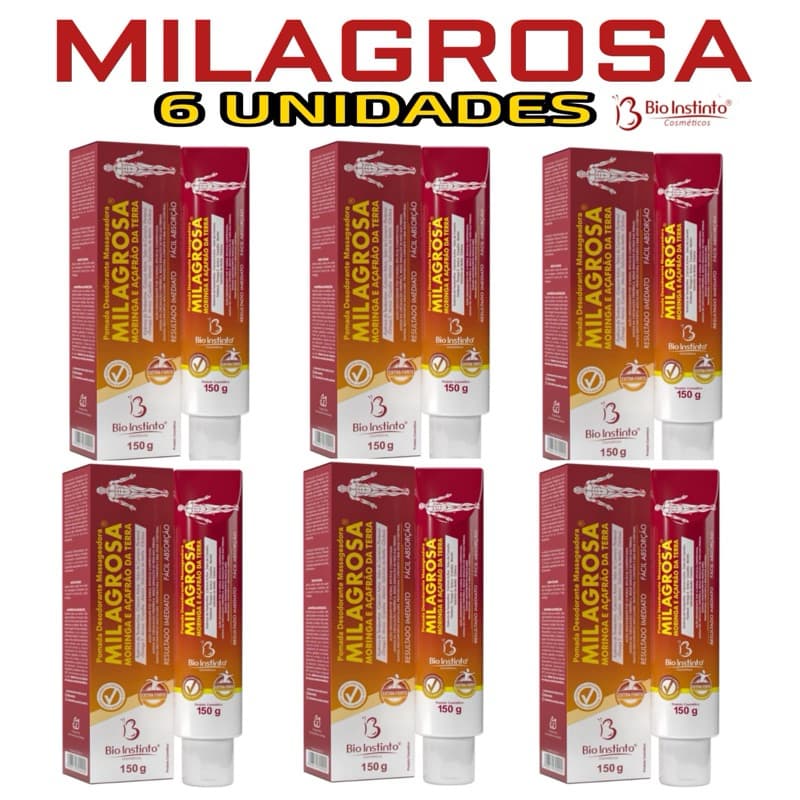 Kit 6 Pomadas Desodorante Massageadora Milagrosa 150g - Bio Instinto