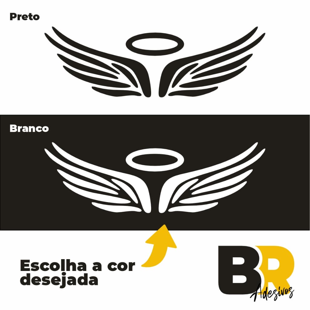 Adesivo Asa Anjo Original Eterno Moto Tamanho ideal para frente de moto ou Bicicleta Br Adesivos