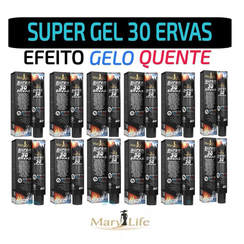 Kit 12 Super Gel Massageador 30 Ervas 150g - Mary Life