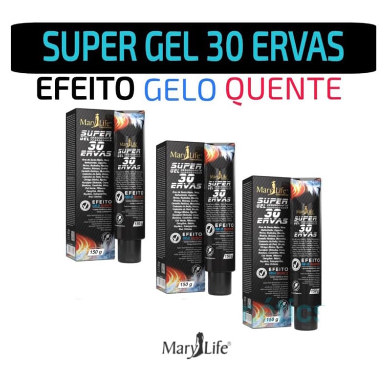 Kit 3 Super Gel Massageador 30 Ervas 150g - Mary Life