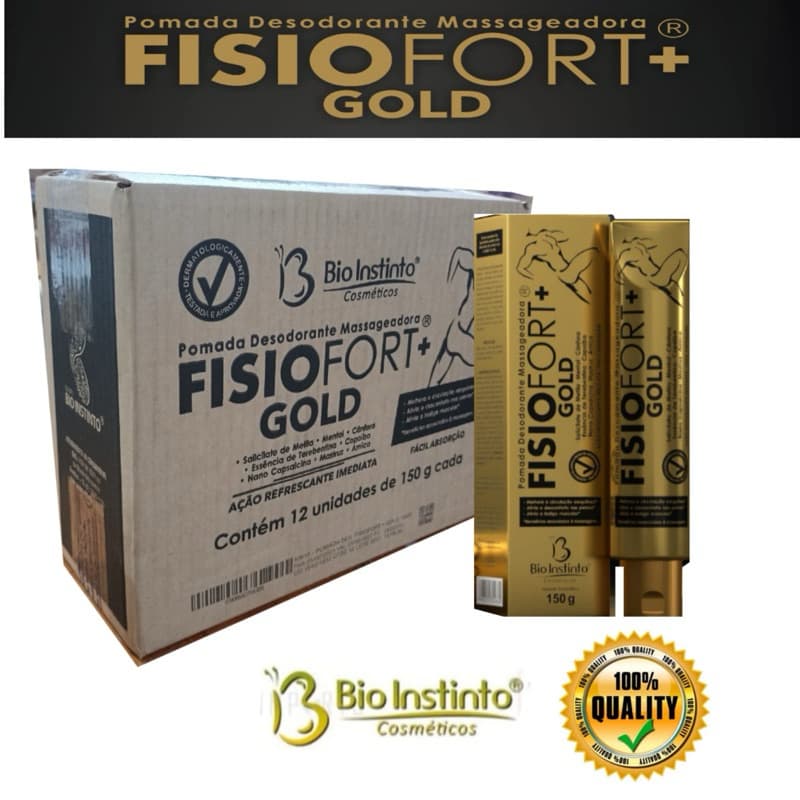 Kit 12 Pomadas Massageadora Desodorante Fisiofort+ Gold 150g - Bio Instinto
