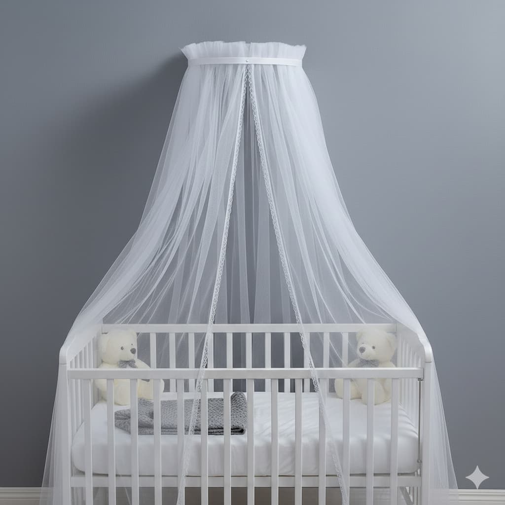 Dossel + Mosquiteiro Infantil Berço Quarto Bebê Liso Branco