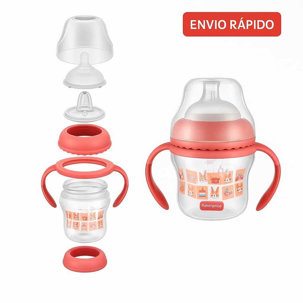 Copo de Transiçao Fisher Price Anti Vazamento Mamadeira dois bicos Apartir de 4 meses
