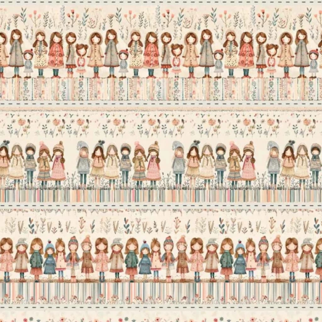 Tecido Patchwork Digital Barrado Meninas (60 cm) D956
