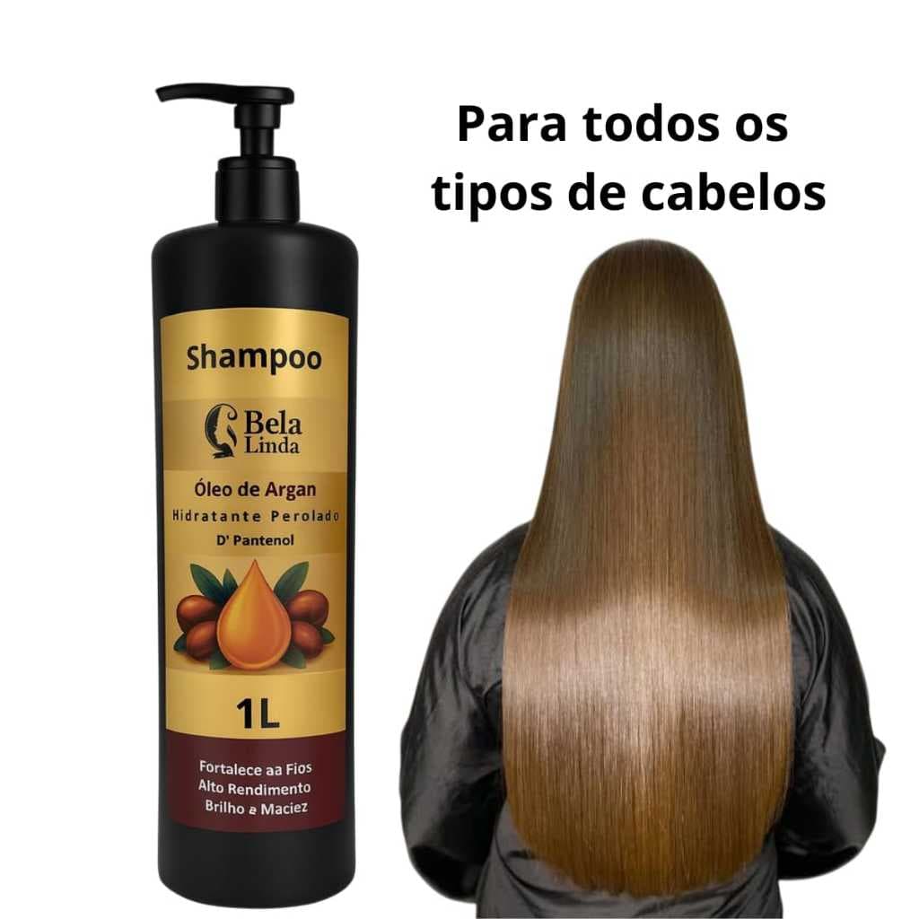 Shampoo 1l Hidratante de Argan Profissional Sem Sal Tratamento Capilar