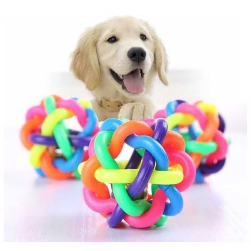 Brinquedo Bola com Guizo Colorida para Gatos e Cachorros