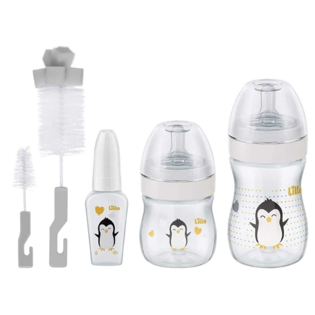Kit 3 Mamadeiras Lillo Evolution c/ Chuquinha 50/150/240 ml Bico Redondo + Escova de Lavar Mamadeira