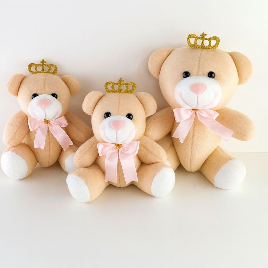 Trio De Urso Articulado Rosa Urso Articulado Decoração Infantil Para Nichos E Quartos De Bebê
