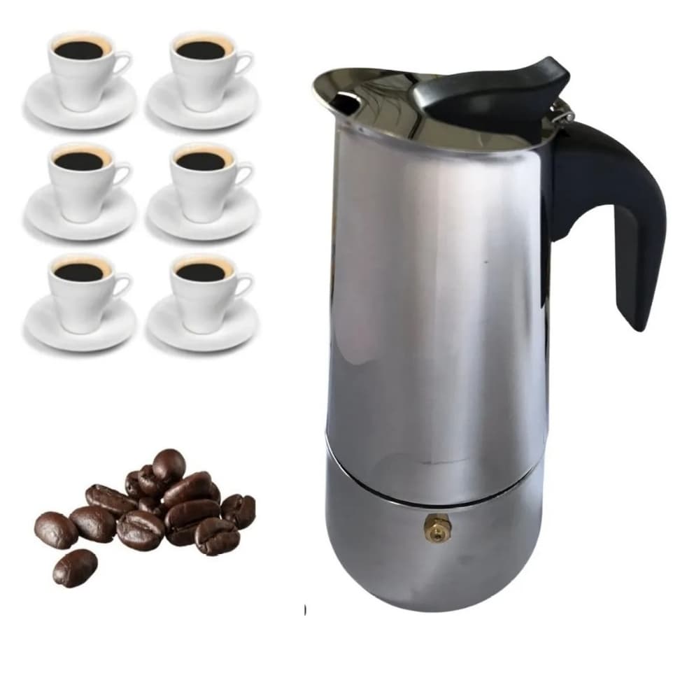 Cafeteira Italiana inox 6 xicaras 300 ml / 9 xícaras 450 ml - cafe expresso