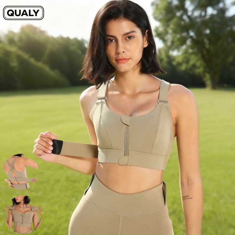 Sutiã Soutien Topp Alto Impacto Feminino C/Ziper Esportivo para Corrida Yoga e Academia (Roupa Fitness com Alça e Bojo)