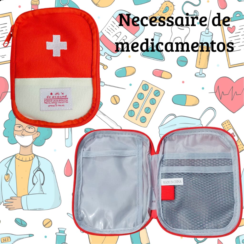 Bolsa Necessaire Kit Primeiros Socorros Portátil Acessórios  Médicos