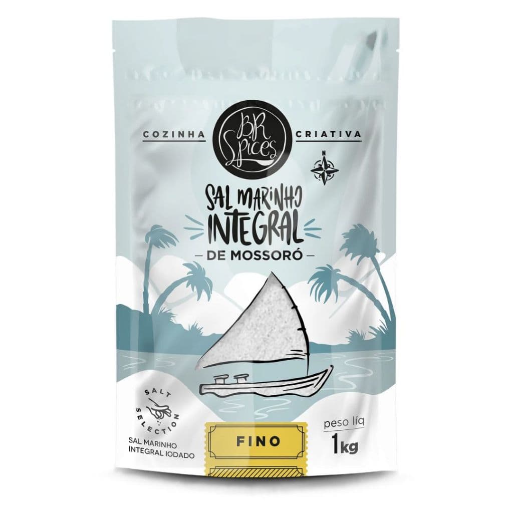 Sal Marinho BR Spices Integral De Mossoró Fino Pouch 500g e 1kg