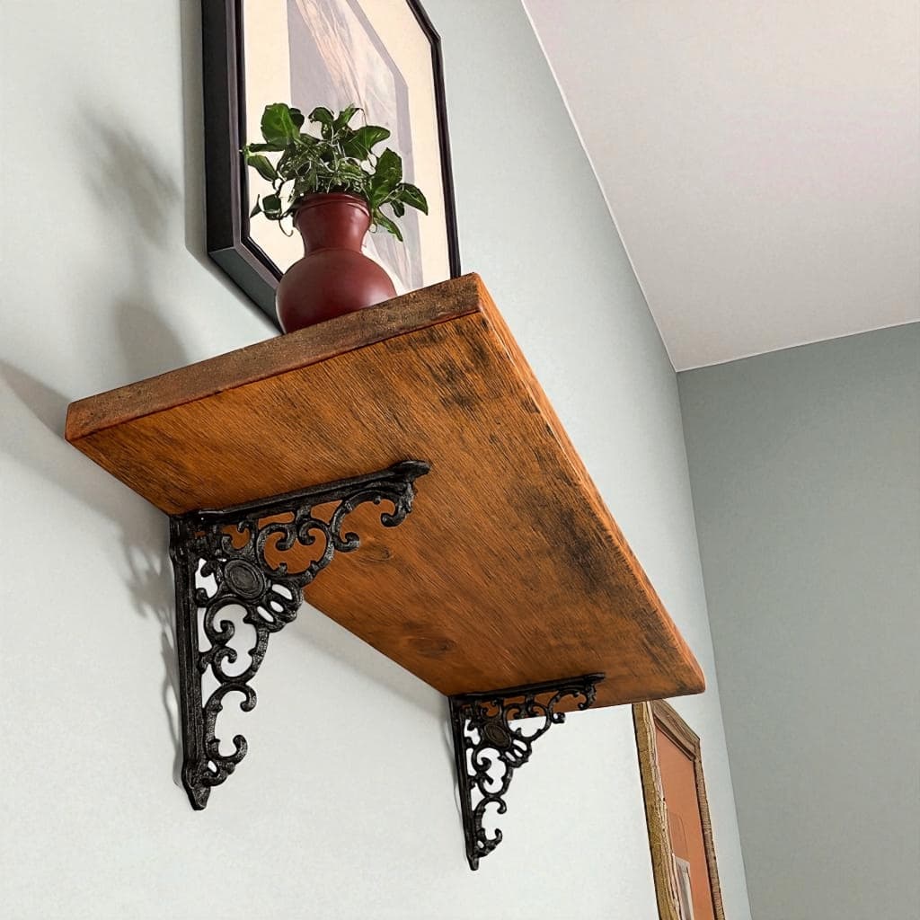 Prateleira Para Parede Madeira Maciça 80x30cm Com Suporte Medalhão Resistente